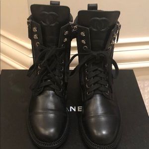 Chanel leather combat boot
